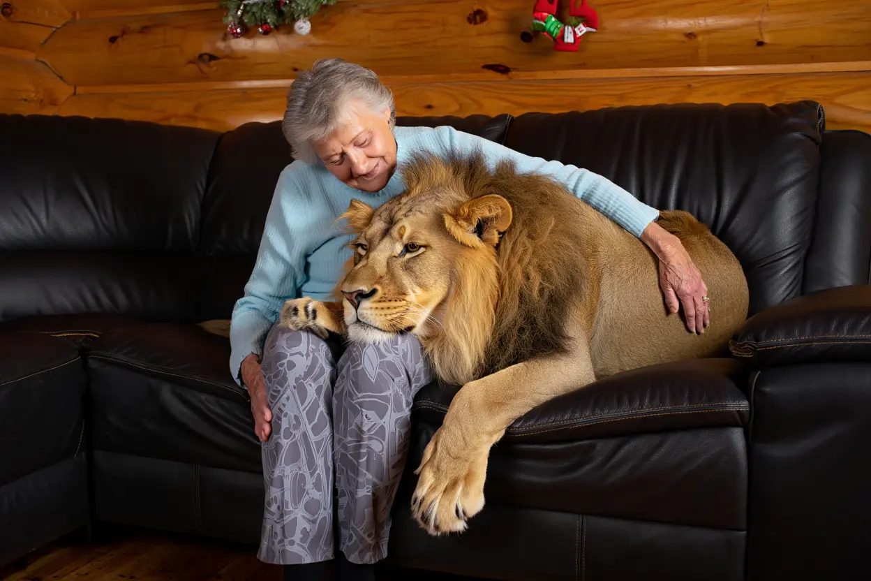 Esta señora mayor vive junto con un león mascota